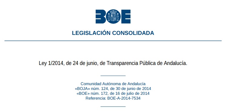 Test de la Ley 1/2014, de 24 de junio, de Transparencia Pública de Andalucía